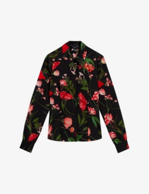 TED BAKER: Meggha floral-print fitted woven shirt