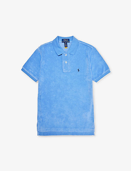 POLO RALPH LAUREN: Boys' logo-print short-sleeve towelling cotton-blend polo shirt