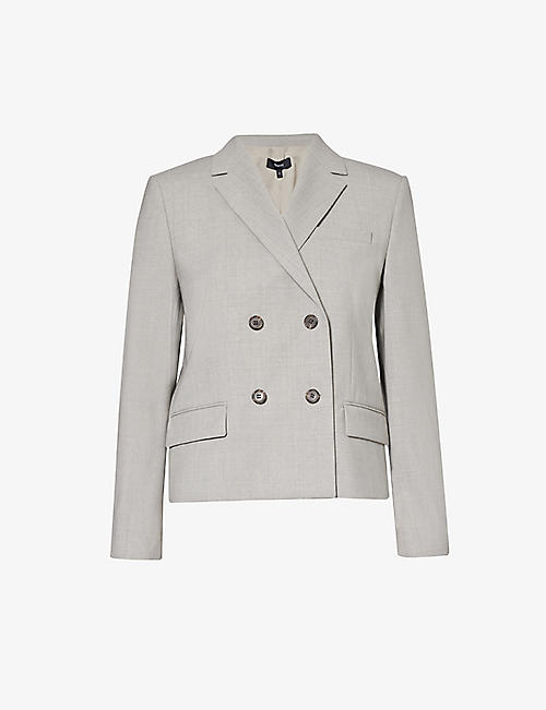 THEORY: Boxy double-breasted wool-blend blazer
