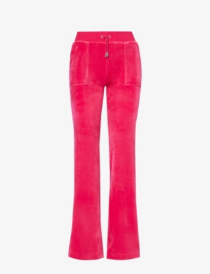 JUICY COUTURE: Brand-embroidered elasticated-waist velour jogging bottoms