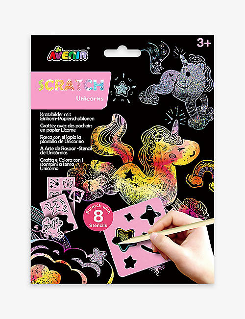 AVENIR: Scratch unicorn stencil art set