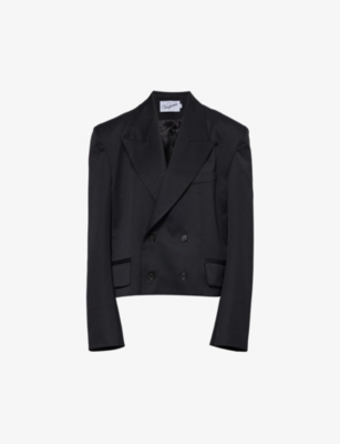 VAQUERA: Double-breasted padded-shoulder woven blazer