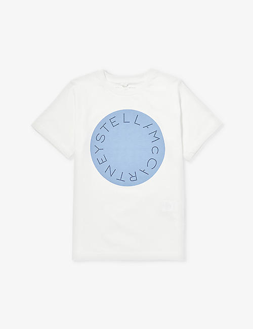 STELLA MCCARTNEY: Circle text-logo print cotton-jersey T-shirt 4-14 years