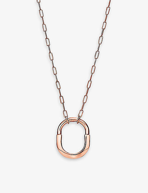 TIFFANY & CO: Tiffany Lock medium 18ct rose-gold pendant necklace