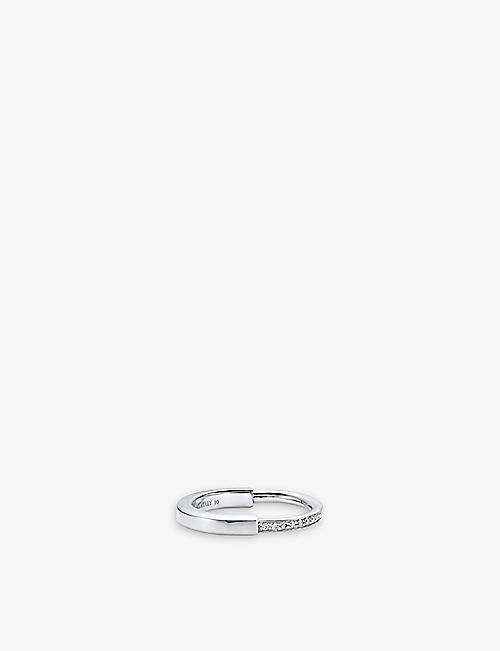 TIFFANY & CO: Tiffany Lock 18ct white-gold and 0.17ct round-brilliant diamond ring
