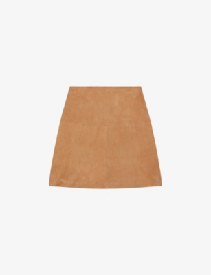 TED BAKER: Chiyo high-rise A-line suede mini skirt