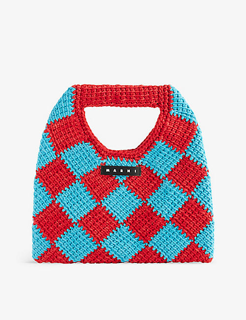 MARNI: Brand-patch crochet-knit knitted top-handle bag