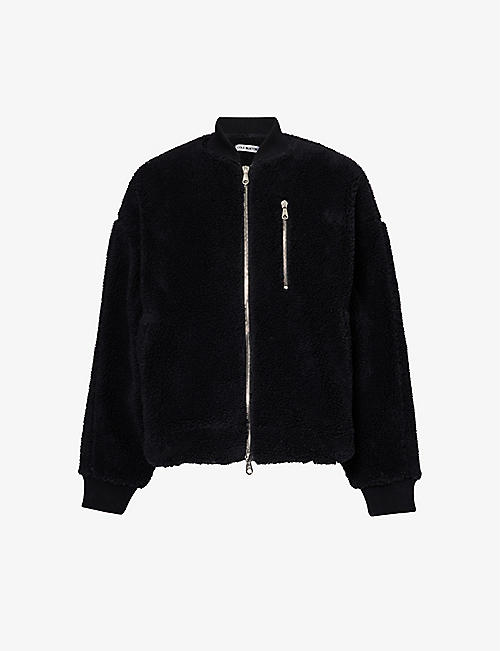 COLE BUXTON: Stand-collar relaxed-fit fleece bomber jacket