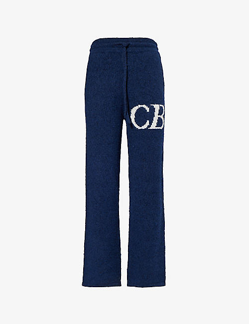 COLE BUXTON: CB logo-knit relaxed-fit wool-blend trousers