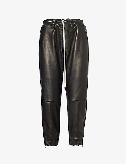 RICK OWENS: Tapered-leg high-rise leather trousers