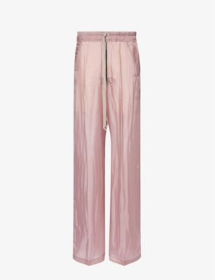RICK OWENS: Semi-sheer wide-leg high-rise satin trousers