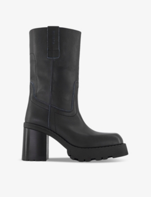 MIISTA: Daiane square-toe leather ankle boots