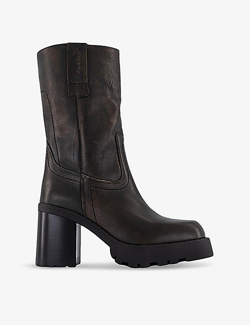MIISTA: Daiane square-toe leather ankle boots