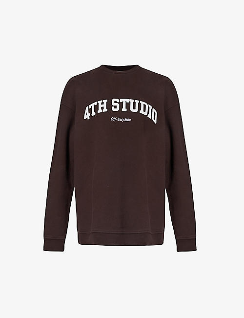 4TH & RECKLESS: Sera logo-embroidered round-neck cotton-jersey sweatshirt