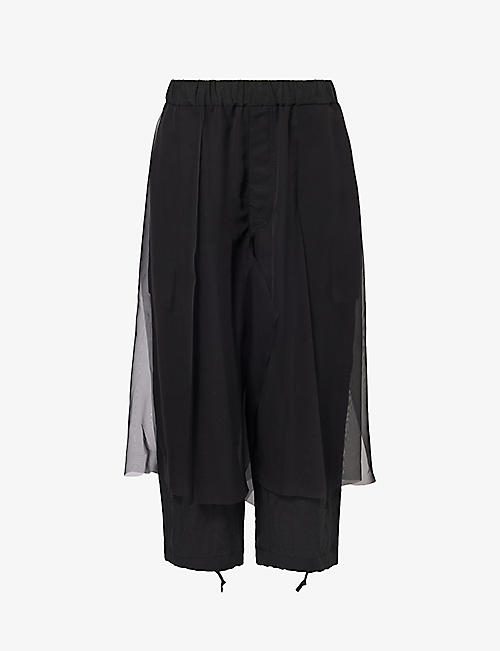 UNDERCOVER: Sheer-panel wide-leg high-rise woven trousers