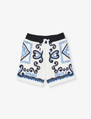 DOLCE & GABBANA: Bandana-print mid-rise stretch-cotton shorts 6-36 months