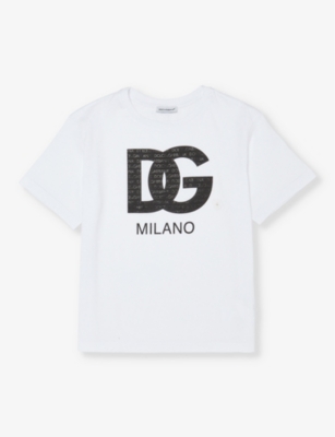 DOLCE & GABBANA: Brand-print short-sleeve cotton-jersey T-shirt 6-12 years