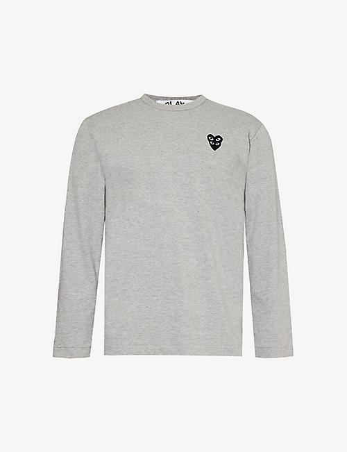 COMME DE GARCON PLAY: Overlap heart-embroidered cotton-jersey T-shirt