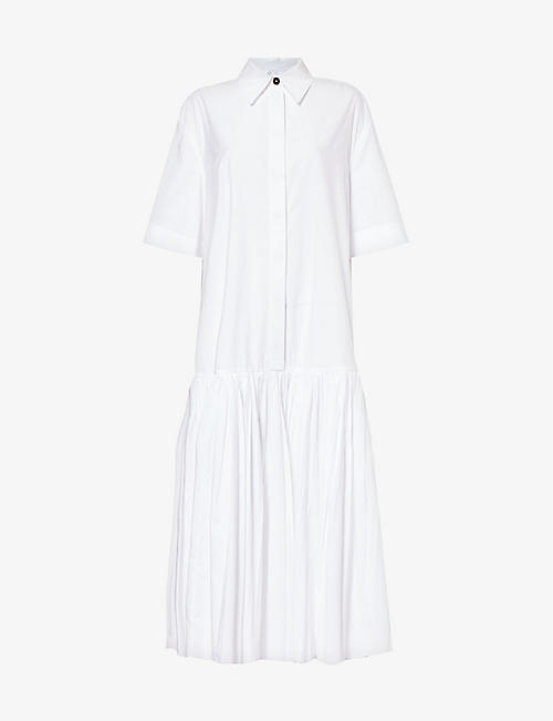 JIL SANDER: Pleated relaxed-fit cotton-poplin maxi dress