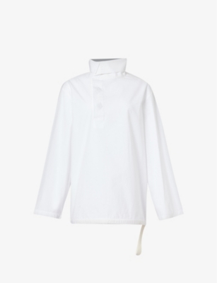 JIL SANDER: High-neck cotton-poplin shirt