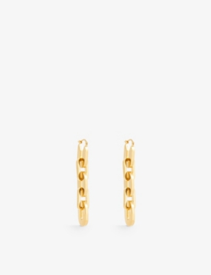 JIL SANDER: Brand-engraved chain brass drop earrings