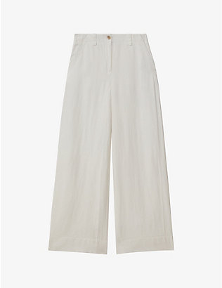 REISS: Demi wide-leg high-rise linen trousers