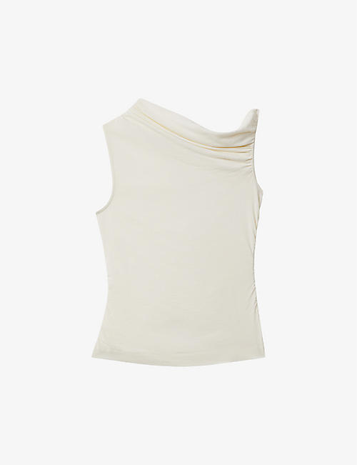 REISS: Dylan ruched woven-blend top