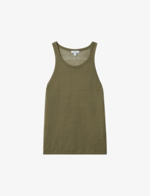 REISS: Catrice round-neck relaxed-fit linen-blend vest