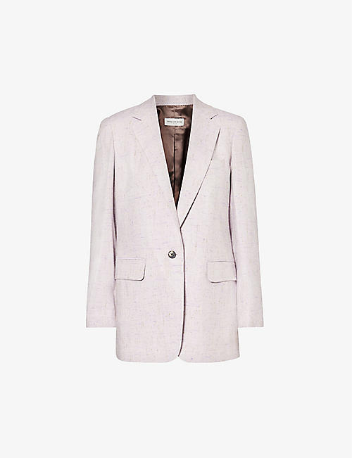 DRIES VAN NOTEN: Single-breasted notched-lapel relaxed-fit silk-blend blazer