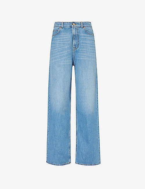 DRIES VAN NOTEN: Faded straight-leg mid-rise jeans