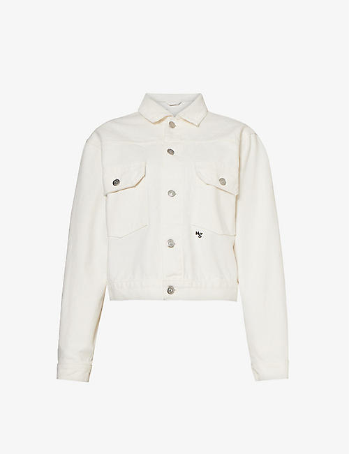 HOMMEGIRLS: Boxy-fit brand-embroidered cotton-canvas jacket