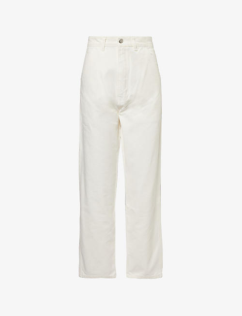 HOMMEGIRLS: Straight-leg high-rise cotton-canvas trousers