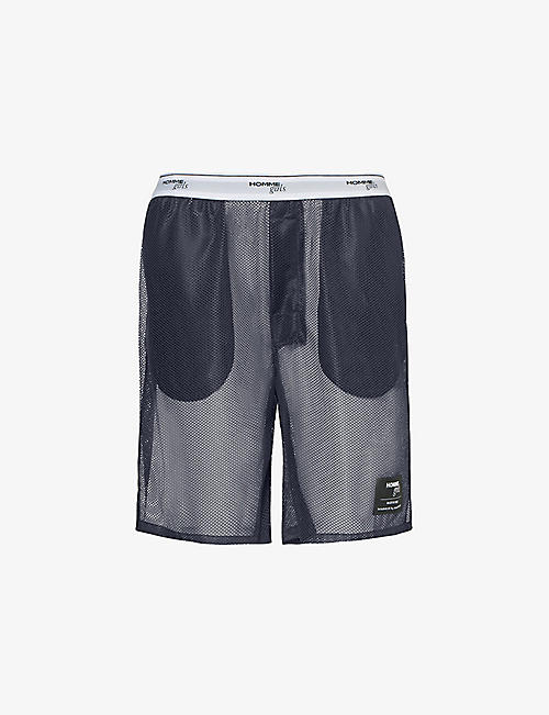 HOMMEGIRLS: Branded-waistband semi-sheer mesh shorts