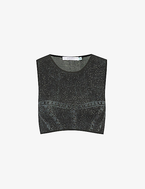 PH5: Lillian cropped recycled viscose and rayon-blend knitted top