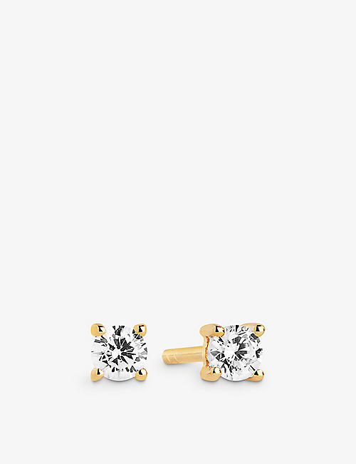 SIF JAKOBS: Princess Piccolo 18ct gold-plated sterling-silver and zirconia stud earrings