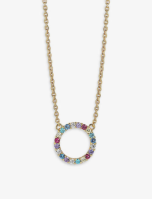 SIF JAKOBS: Biella Grande 18ct gold-plated sterling-silver and zirconia pendant necklace