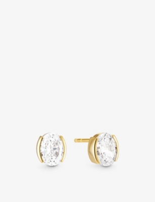 SIF JAKOBS: Ellisse Carezza 18ct yellow gold-plated sterling silver and zirconia stud earrings