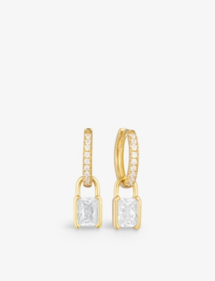 SIF JAKOBS: Roccanova 18ct yellow gold-plated sterling silver and zirconia drop earrings