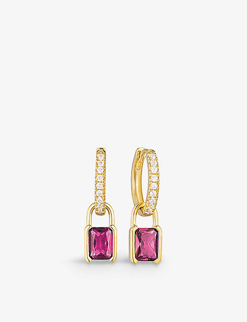 SIF JAKOBS: Roccanova 18ct yellow gold-plated sterling silver and zirconia drop earrings