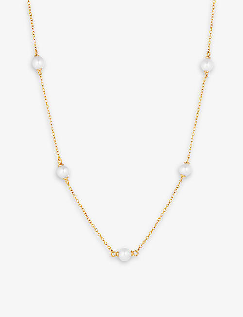 SIF JAKOBS: Padua Cinque 18ct yellow gold-plated sterling silver and freshwater pearl necklace