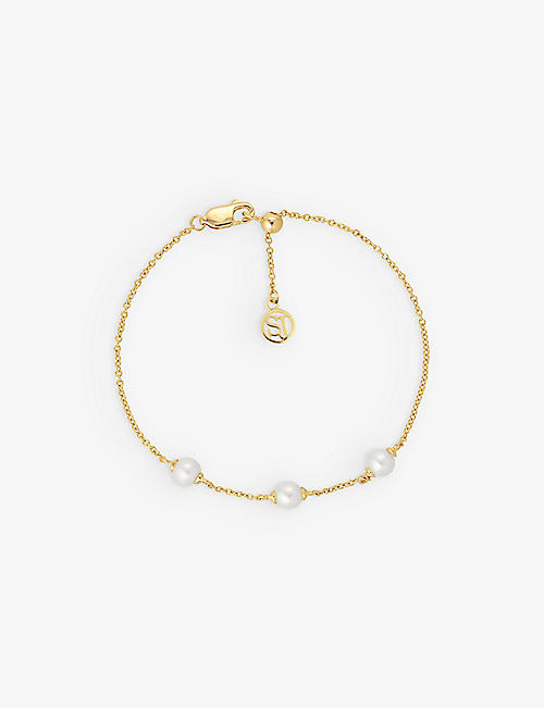 SIF JAKOBS: Padua Tre 18ct yellow gold-plated sterling silver and freshwater pearl bracelet