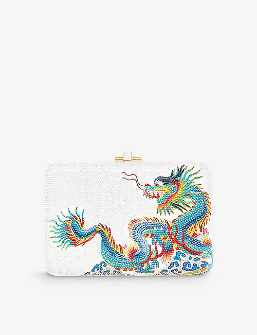 JUDITH LEIBER COUTURE: Dragon's Fortune crystal-embellished metal clutch bag