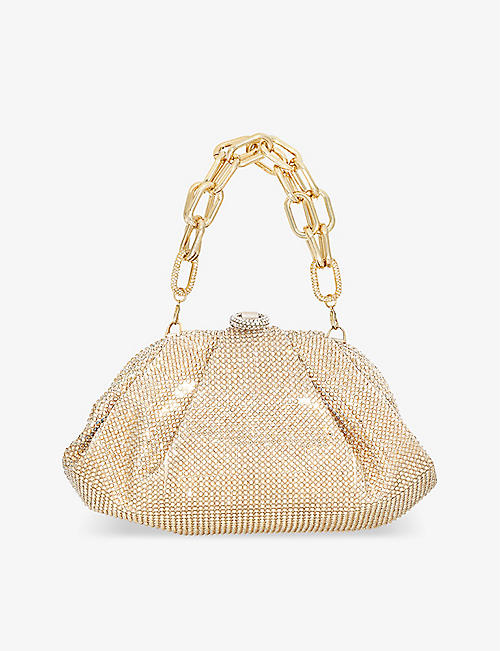 JUDITH LEIBER COUTURE: Gemma crystal-embellished satin clutch bag