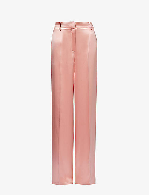 MAGDA BUTRYM: Pressed-crease relaxed-fit wide-leg high-rise stretch-silk trousers