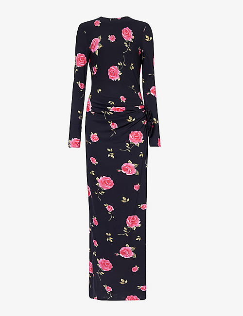 MAGDA BUTRYM: Floral-pattern stretch-woven maxi dress