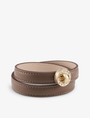 BVLGARI: BVLGARI BVLGARI leather and gold-plated brass bracelet