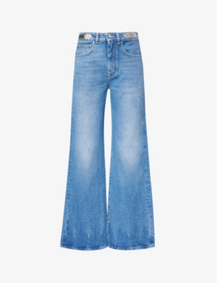 RABANNE: Wide-leg high-rise jeans