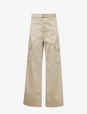 SACAI: Wide-leg mid-rise cotton trousers