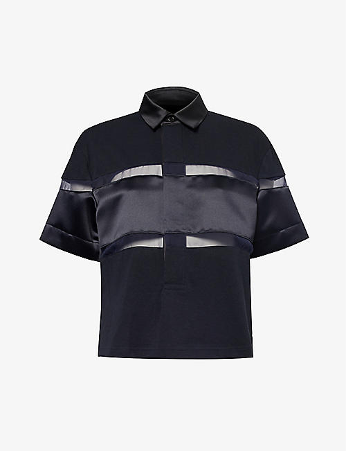 SACAI: Rugby contrast-panel cotton top