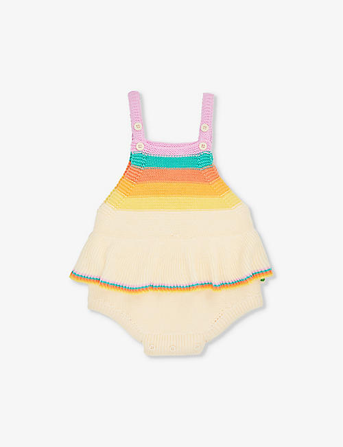 THE BONNIE MOB: Rainbow knitted organic-cotton bodysuit 3-24 months
